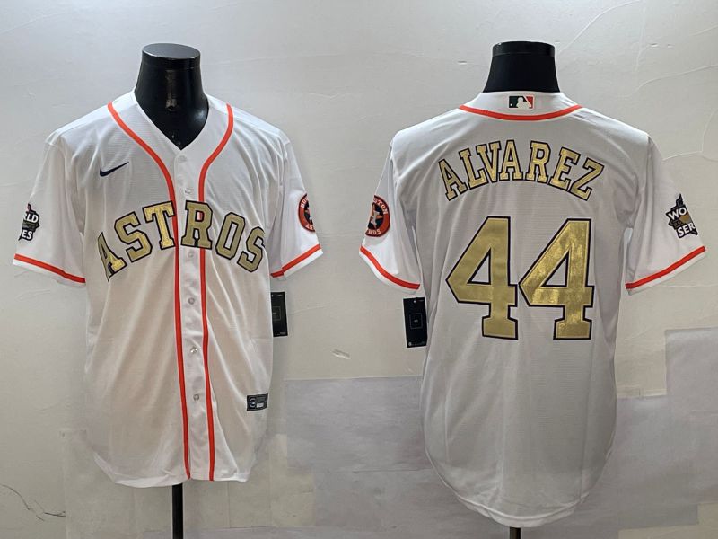 Men Houston Astros #44 Alvarez White Gold Game 2025 Nike MLB Jersey style 1->houston astros->MLB Jersey